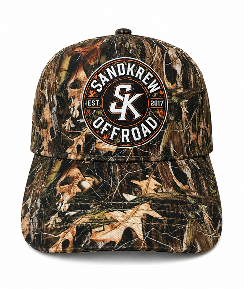 Backroads Trucker Camo Hat SandKrew Badge